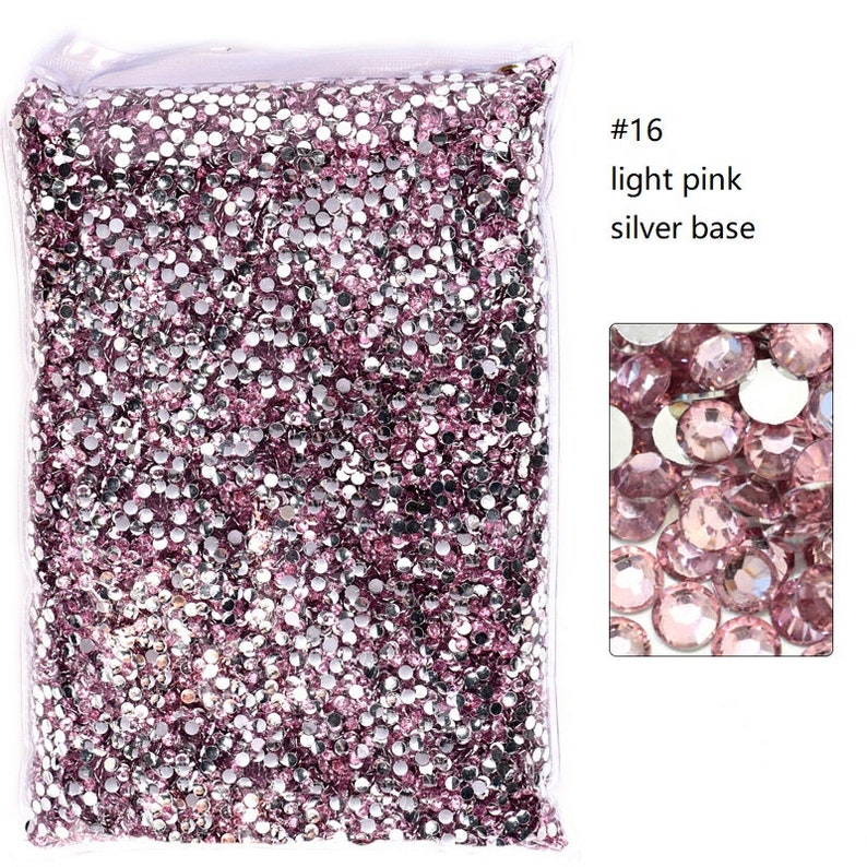 Light Pink Rhinestone 50000pcs Light Pink Rhinestones Silver Base Iridescent Nonhot Fix Resin ...