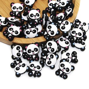 5-100 piezas de cuentas focales de silicona de panda, mini cuentas de dibujos animados, cuentas sueltas, joyería DIY, collar, llavero, colgante, llavero, abalorio, regalos
