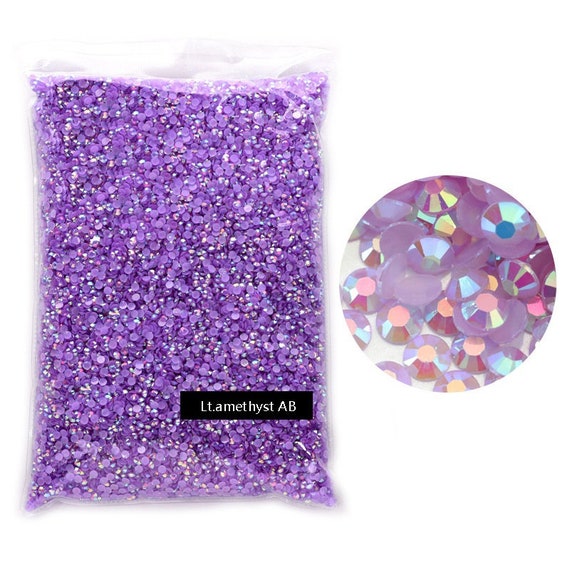 50000pcs Light Amethyst AB Rhinestones Iridescent NonHot fix Resin Jelly  Rhinestones 2mm 3mm 4mm 5mm 6mm For Tumblers