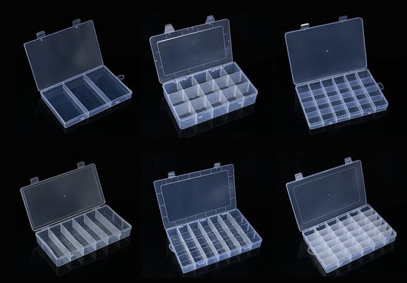 6 Sizes 3/6/15/24/28/36 Compartments Divided Storage Containers for Beads,  Charms, Jewelry Findings, Plastic Storage Organizer, Supplies 