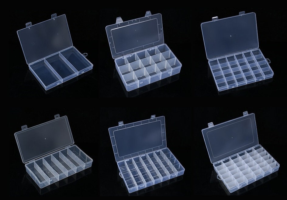 Clear Plastic Fishing Tackle Storage Box 5 Grid Jewelry Making