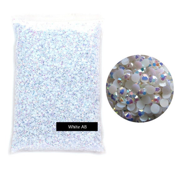 50000pcs White AB Rhinestones Iridescent NonHot fix Resin Jelly Rhinestones  2mm 3mm 4mm 5mm 6mm For Tumblers