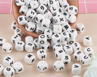 12MM Silicone Bead Bulk 10 50 100pcs Silicone Alphabet Letter Beads | CRAFT SUPPLY | Silicone beads Mix For Keychain jewelry lanyard