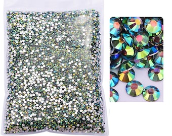 50000 Stück Black Diamond AB Strass Silber Basis Irisierende NonHot fix Harz Jelly Strasssteine 2mm 3mm 4mm 5mm 6mm Für Becher