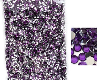 50000 Uds. De diamantes de imitación de amatista oscura, Base de plata iridiscente, sin fijación en caliente, diamantes de imitación de gelatina de resina de 2mm, 3mm, 4mm, 5mm, 6mm para adornos de vasos