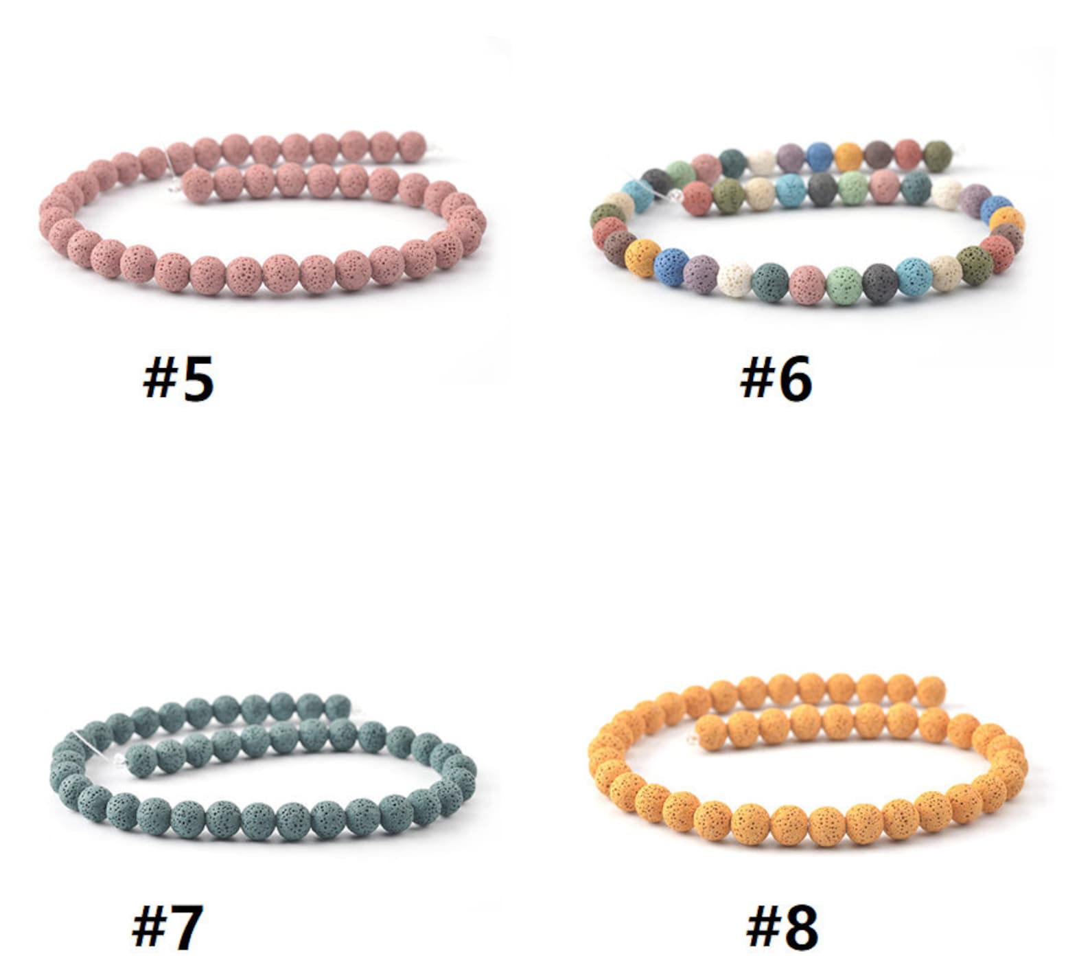 Lava Beads 20 Colors Round Lava Rock Beads Stone Volcanic Loose Beads ...