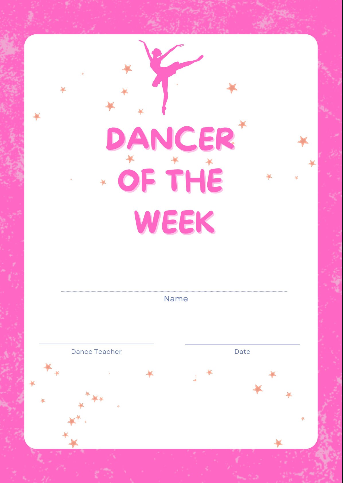 Dancer Certificate, Dancing Award, Dancer Printable, Participation ...