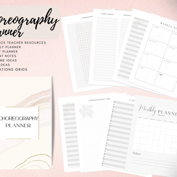 Dance Teacher / Planner Choreography Organiser Bundle / Digital Download / Printable / Dance Studio Owner / Dance Teacher Planner