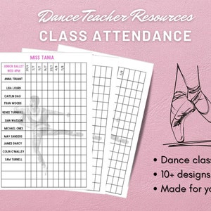 Dance Class Attendance Tracker: Printable Studio Rolls (Digital Download)
