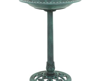ZENSTYLE 28 H Birdbath Weather Resistant Pedestal Antique Garden Decor Vintage Yard Bird Bath Outdoor