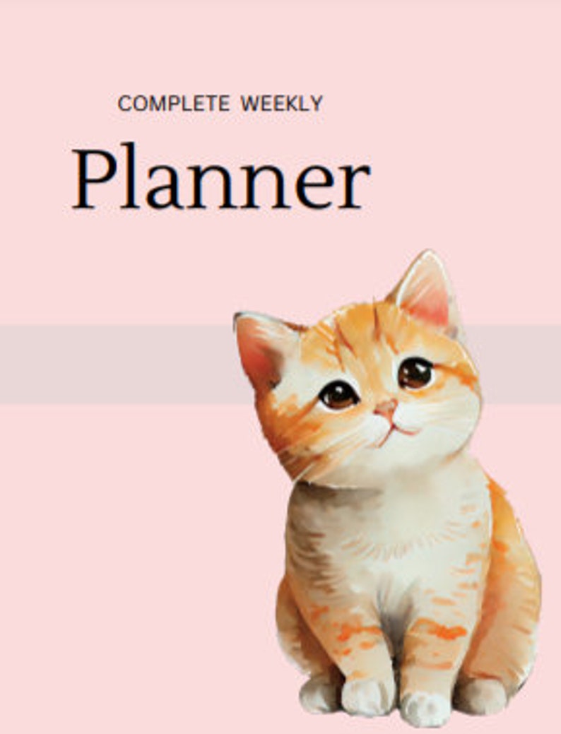 Printable Weekly Cat Planner Downloadable Digital Pet Lovers - Etsy