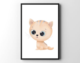 Cat Wall Art, Cat Nursery Decor, Printable Wall Art, Nursery Wall Art, Cat Printable, Kids Room Decor, DIGITAL DOWNLOAD