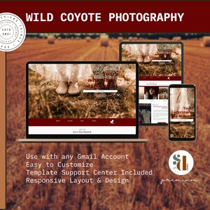 Könnte beinhalten: Eine Website-Vorlage für Fotografen, die eine rustikale Szene mit einem Paar auf einem Feld zeigt. Die Website ist einfach anzupassen und beinhaltet ein Template-Support-Center. Der Text auf der Website lautet "Hey there! Your adventure starts here!" und "Let's Get Started".