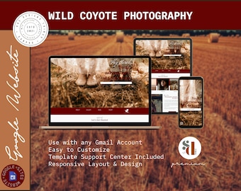 Dark Red Boho Google Sites Template: Wild Coyote Photography