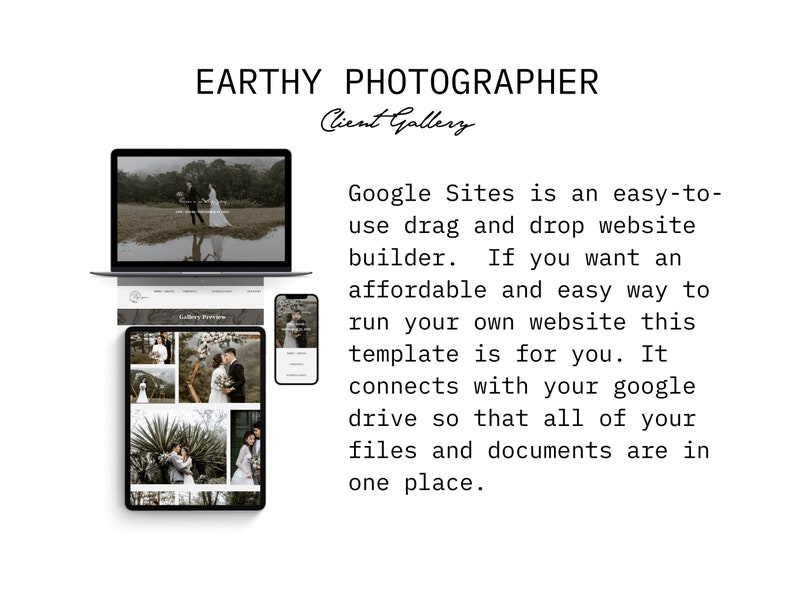 Earthy Photographer Google Sites Template: Client Gallery - Etsy