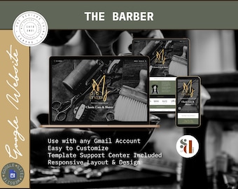 Barber Website Template: Gold Theme for Google Sites