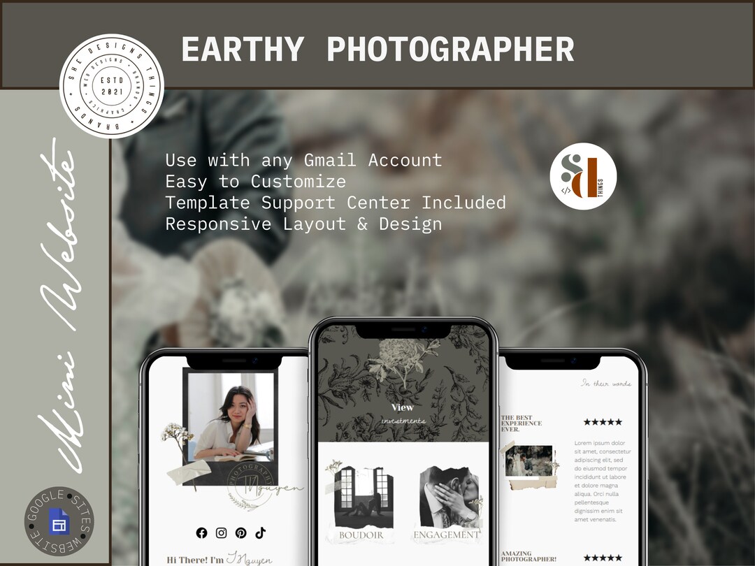 Earthy Photographer Google Sites Template: Instagram Landing Page - Etsy