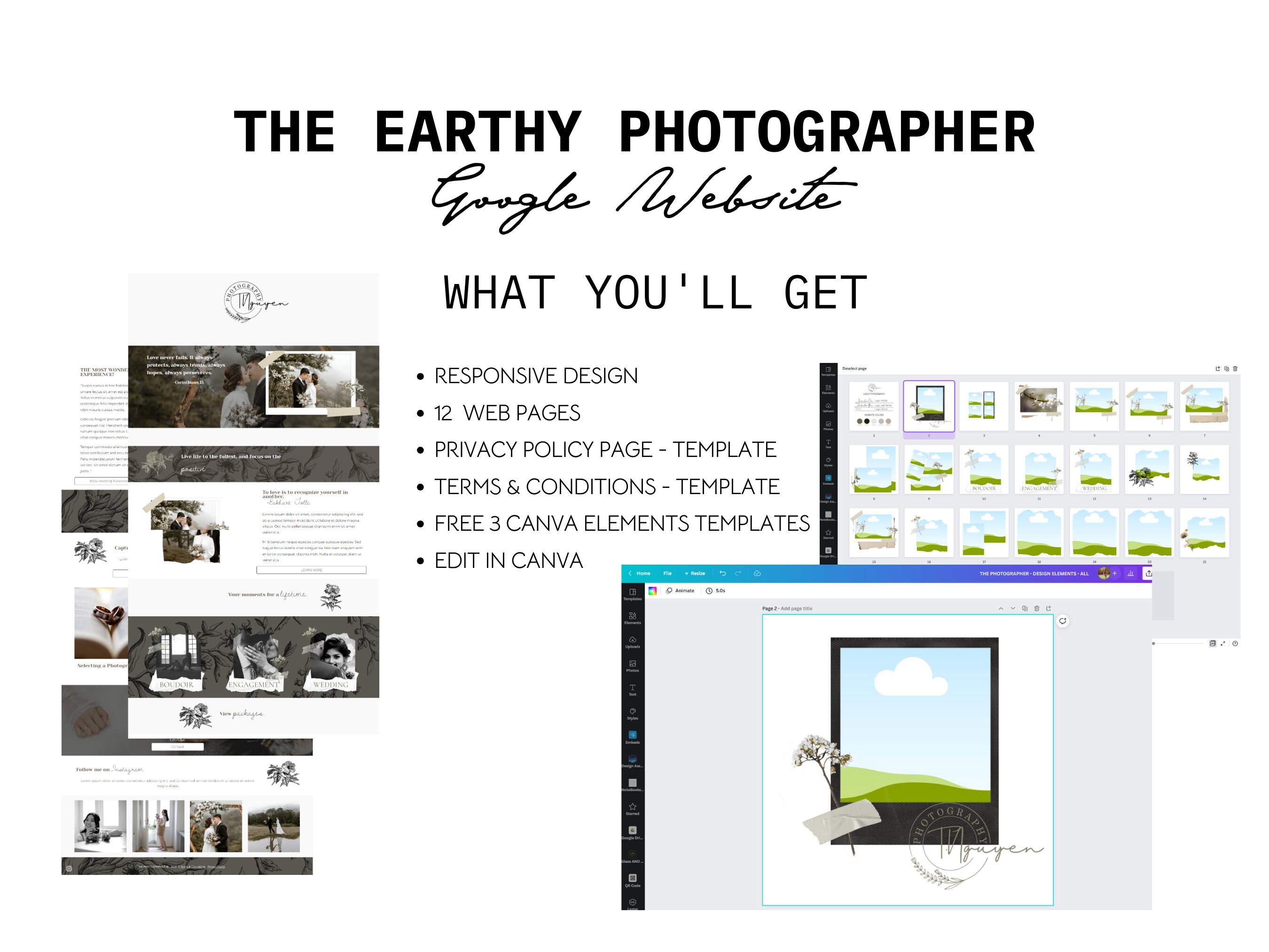 Google Sites Template | Earthy Theme for Google Sites | Photographer ...