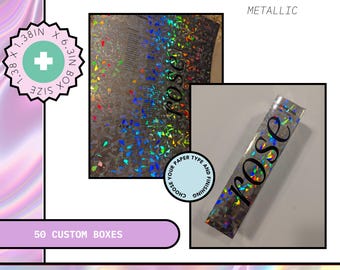 Metallic Holographic Iridescent Refractor Printed 1.7oz Airless Pump Bottle Box – Cosmetic Packaging,  50 Boxes