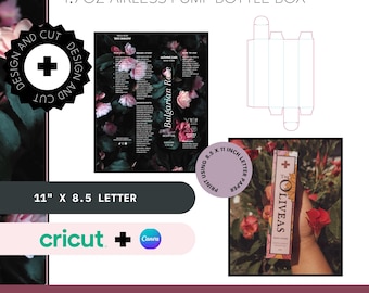 Airless Pump bottle Cosmetic Box Template | 1.7oz Bottle, Canva & Cricut (Digital Download)