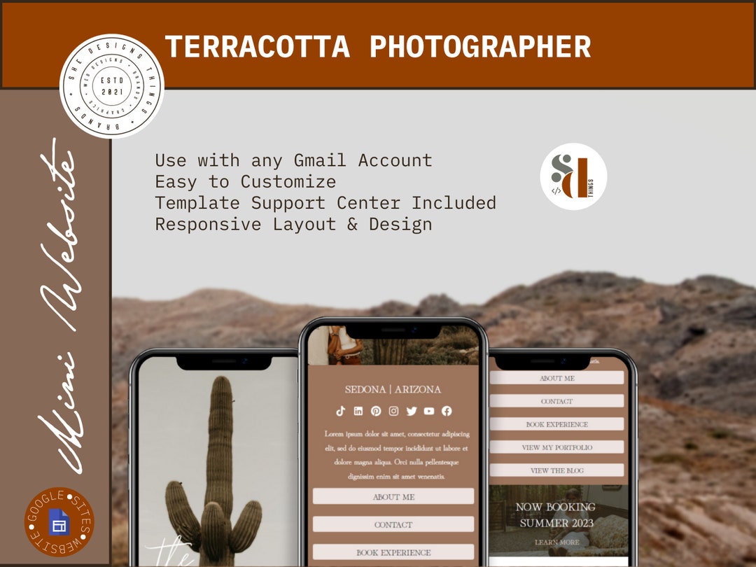 Boho Terracotta Photographer Landing Page Google Template - Etsy