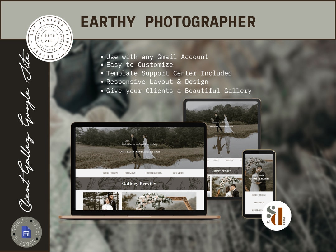 Earthy Photographer Google Sites Template: Client Gallery - Etsy