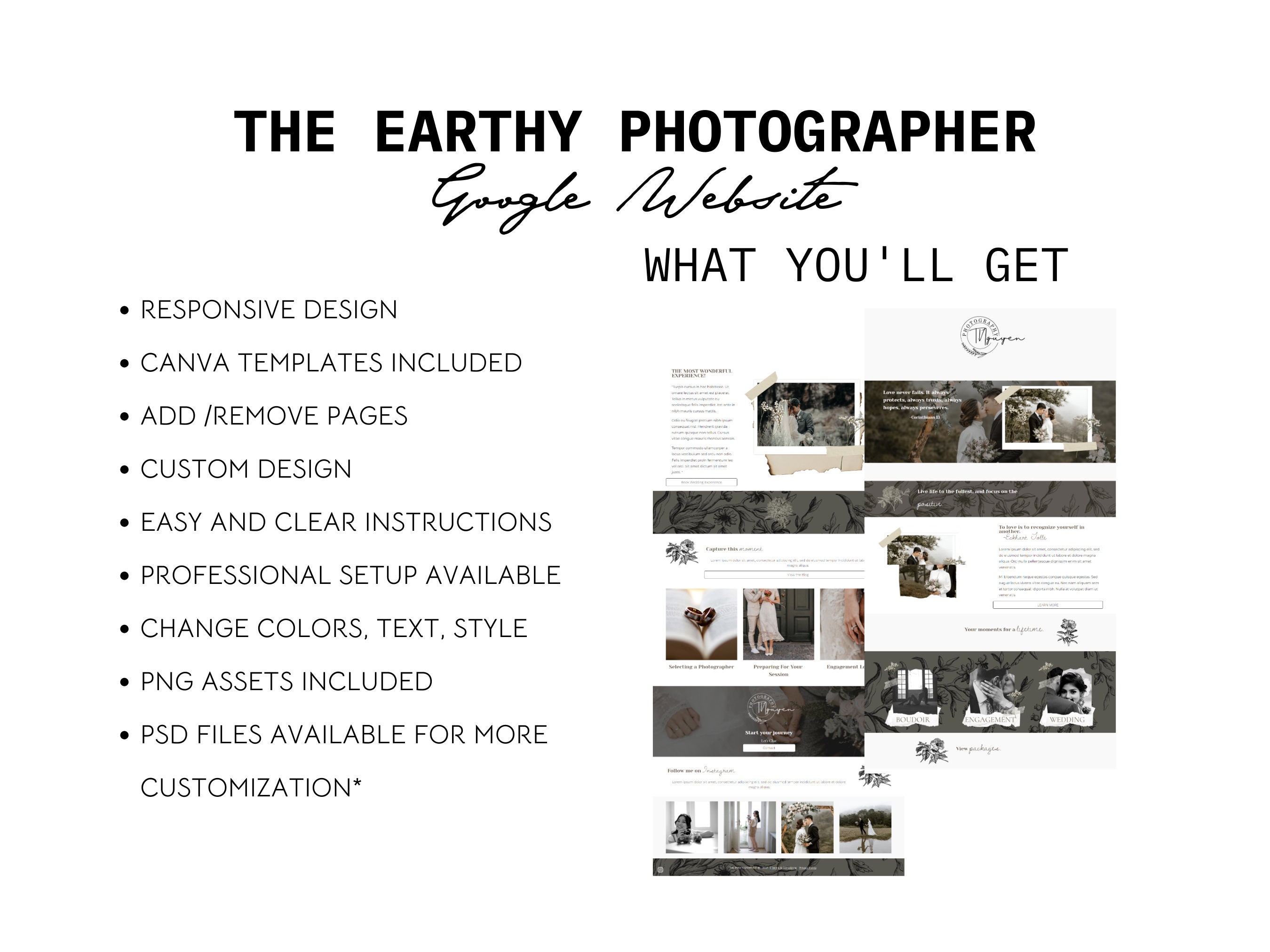 Google Sites Template | Earthy Theme for Google Sites | Photographer ...