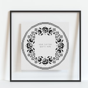 Custom Text Cross Stitch Pattern - Choose Your Own Words - Funny Lyrics Sarcasm Rude Sassy Snarky - PDF Download - Black & White - Modern