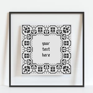 Custom Text Cross Stitch Pattern - Choose Your Own Words - Funny Lyrics Sarcasm Rude Snarky Inspirational - PDF Download - Black & White