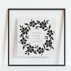 Normalise Booing in the Workplace - Cross Stitch Pattern - PDF Pattern - Subversive - Irreverent - Funny - Simple - PDF Download