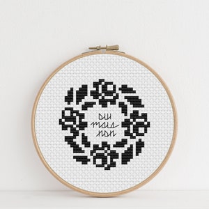 Yes But No Cross Stitch Pattern - Oui Mais Non French Cross Stitch - PDF Pattern - Subversive Cross Stitch - Black & White