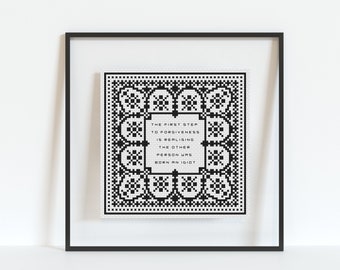 The First Step to Forgiveness - PDF Pattern - Subversive Cross Stitch Pattern - Irreverent - Simple - PDF Download