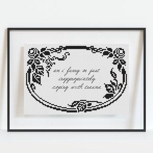 Inappropriately Coping With Trauma Cross Stitch Pattern - PDF Pattern - Subversive Cross Stitch Pattern - Irreverent - Simple - PDF Download