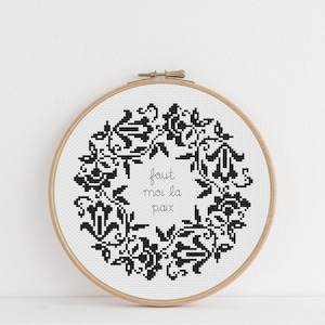 Leave Me Alone Cross Stitch Pattern - Fout Moi La Paix French - PDF Pattern - Subversive Cross Stitch Pattern - PDF Download