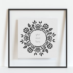Custom Text Cross Stitch Pattern - Choose Your Own Words - Funny Lyrics Sarcasm Rude Sassy Snarky - PDF Download - Black & White - Modern