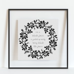 Delicate Little Flower Cross Stitch Pattern - PDF Pattern - Subversive - Irreverent - Simple - Swear - Funny - PDF Download