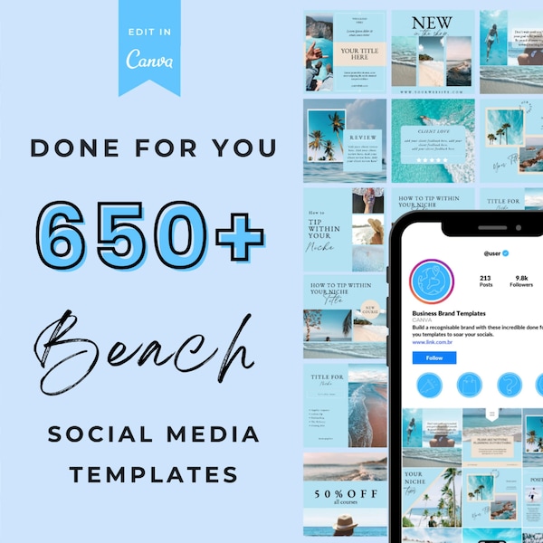 Beach Aesthetic Instagram Templates - Coach Templates - Templates for Business – Canva Templates - Aesthetic Instagram