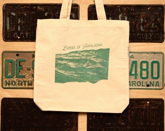 Layers of Appalachia Organic Cotton Tote Bag | Emerald Green Print | WNC