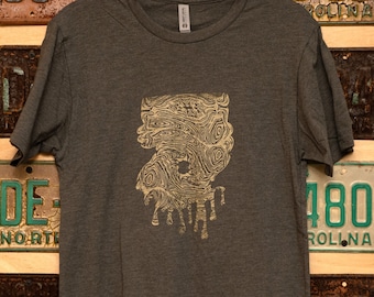 Trippy Drippy Fordite Art Shirt | Unisex Shirt | Gold Print / Psychedelic