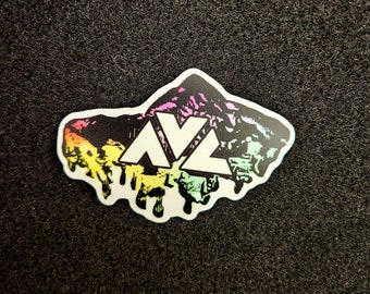 AVL (Asheville NC) Rainbow Drippy Mountain Sticker 3"