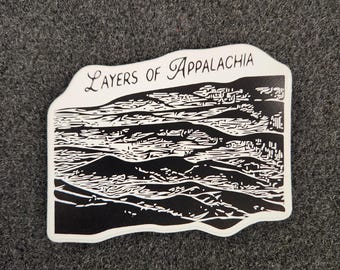 Layers of Appalachia Sticker Decal / Western North Carolina / Blue Ridge Mountains / Black and White