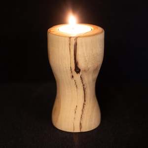 Pecan wood Tealight Candleholder / Hourglass shape