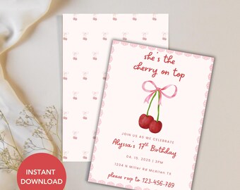 Cherry On Top Birthday Invite