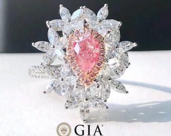 GIA Certified Natural Pink and White Diamond Ring