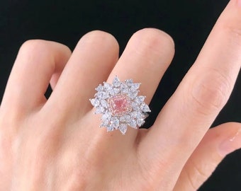 Fancy Pink Diamond GIA Ring in 18k White Gold