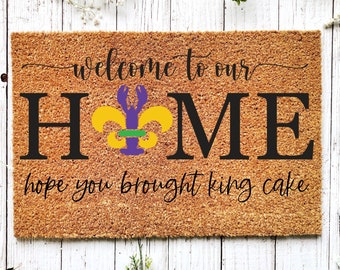 Welcome Mardi Gras Masks Doormat | Nola Housewarming Gift | Fat Tuesday | Doormat Closing Gift | Welcome Doormat | Front Door Home Door Mat