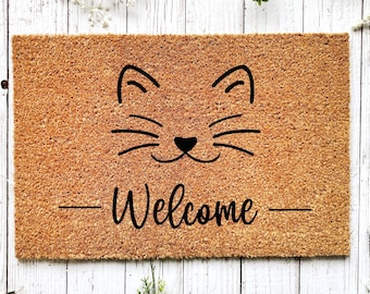 Felpudo de gato divertido, Felpudo de coco, Regalo de bienvenida, Regalo de hogar nuevo, Alfombra de bienvenida, Regalos de gato divertido, Regalo de amante del gato, Felpudo al aire libre