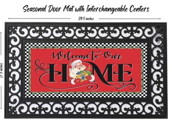 Christmas Welcome Door mat, Holiday Santa doormat, seasonal door mat, Christmas doormat, doormat insert, door mat insert