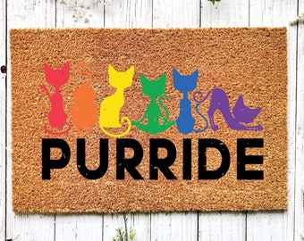 LGBTQ Doormat, Pride Doormat, Coir Doormat, Housewarming Gift, New Home Gift, Welcome Mat, Funny Cat Gifts, Cat Lover Gift, Outdoor Doormat