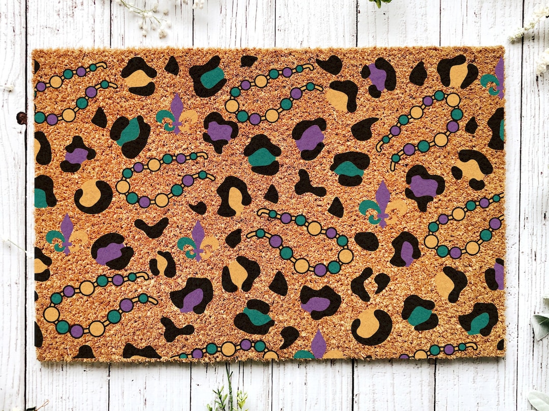 Welcome Mardi Gras Masks Doormat | Nola Housewarming Gift | Fat Tuesday | Doormat Closing Gift | Welcome Doormat | Front Door Home Door Mat - 18x30 inches